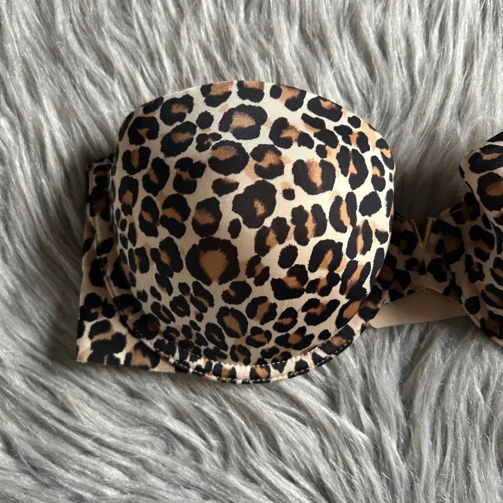 Victoria's Secret‎ Strapless Lightly Lined Bra Womens Size 32D Brown Leopard
